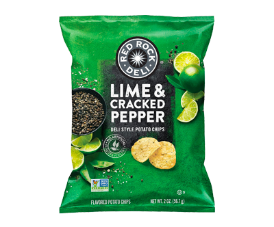 Red Rock Deli Style Potato Chips, Lime & Cracked Pepper, 2 Ounce (12 Count)